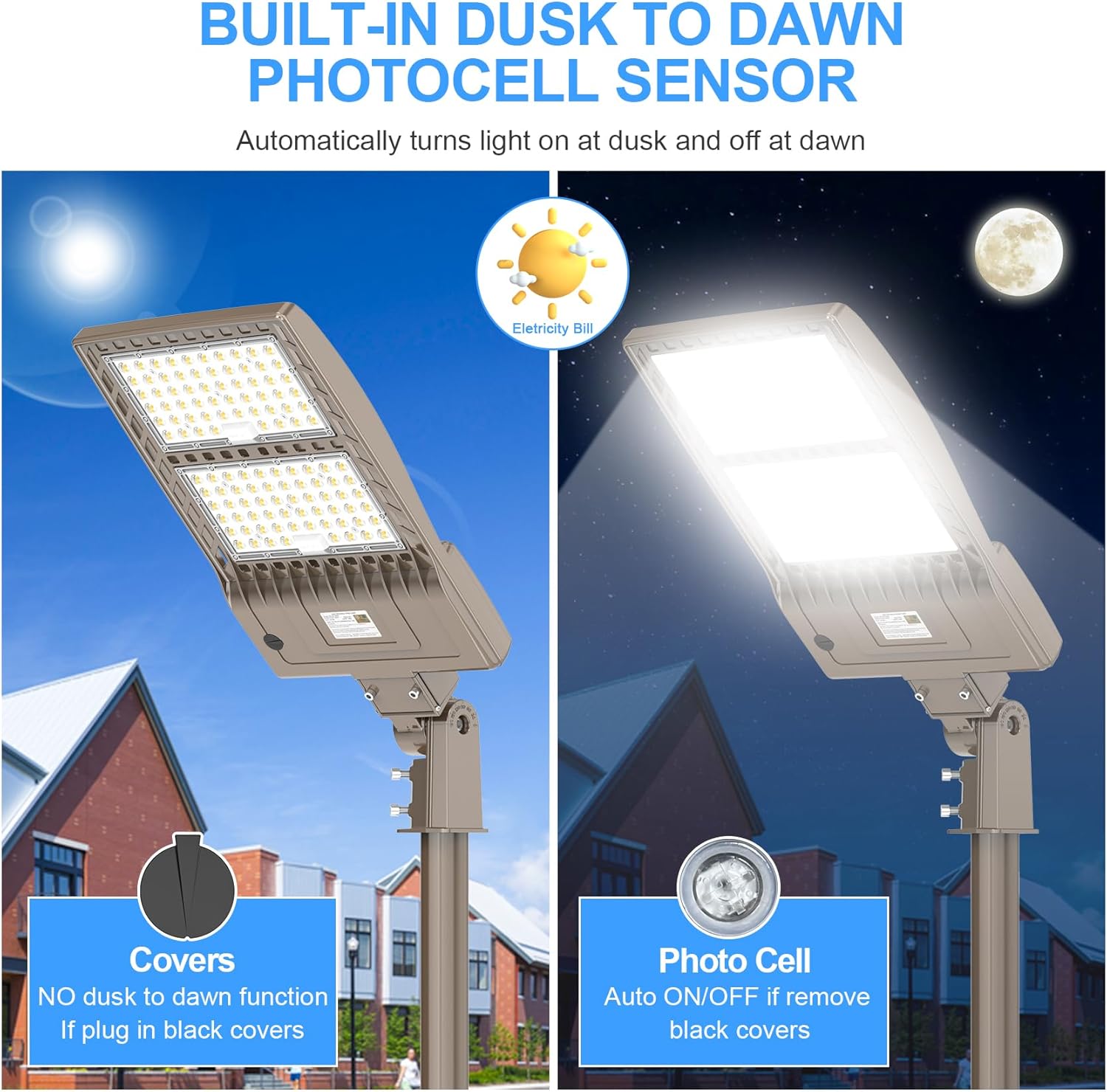 10 Pack 400W LED Parking Lot Light with Photocell 60000LM ETL Listed LED Shoebox Pole Lights 5000K IP65 Waterproof 277-480VAC Input Outdoor Commercial Area Lighting with Slip Fitter