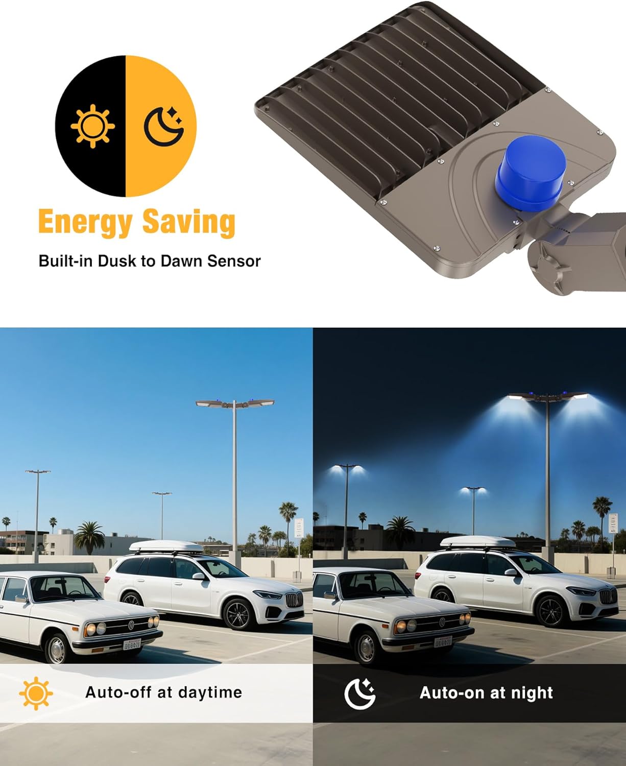 150W Parking Lot Light 3Pack, LED Shoebox Light with 21000LM, IP65 Waterproof Dusk to Dawn LED Parking Lot Light with Slip Fitter, 5000K Daylight Outdoor Street Light for Parking Lot Stadium