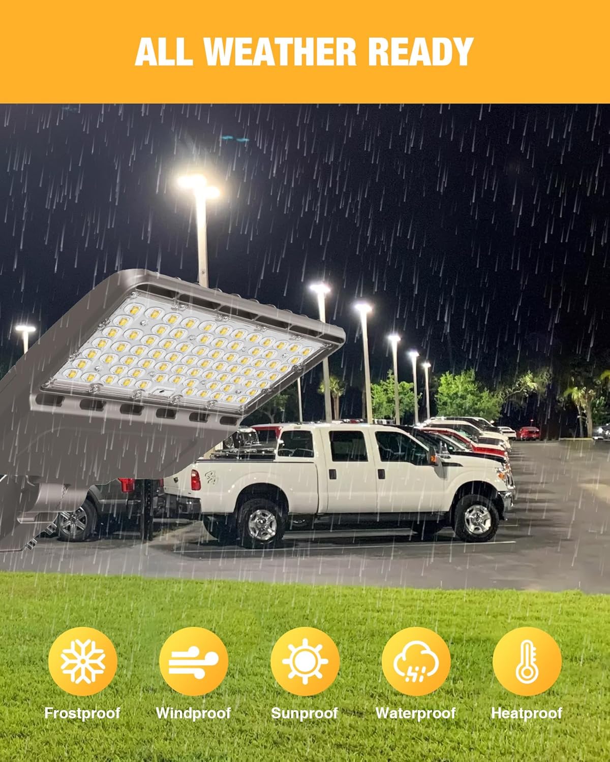 150W Parking Lot Light 3Pack, LED Shoebox Light with 21000LM, IP65 Waterproof Dusk to Dawn LED Parking Lot Light with Slip Fitter, 5000K Daylight Outdoor Street Light for Parking Lot Stadium