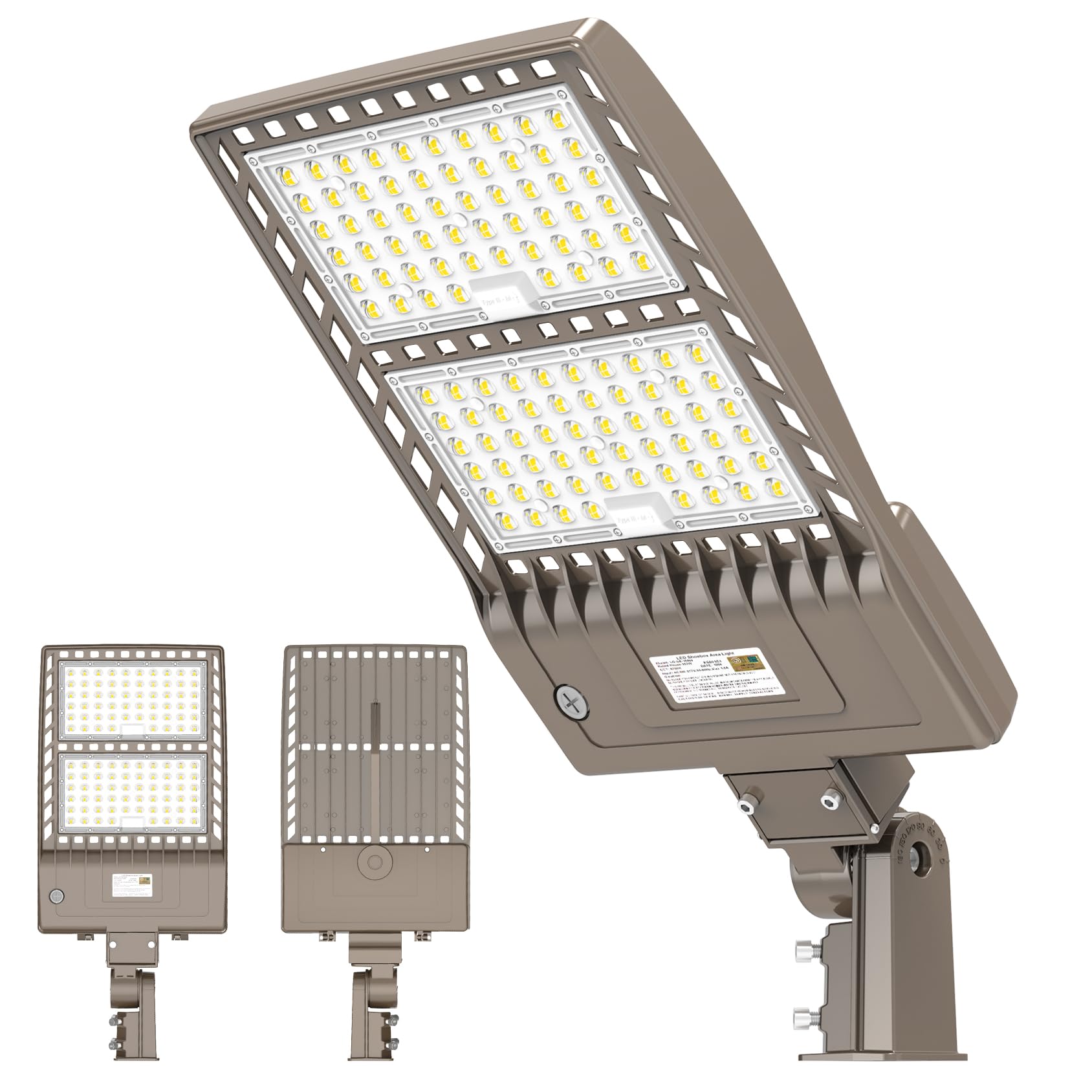 320W(350 x 1W LED) LED Parking Lot Lights Outdoor (48000lm Eqv 1200W HPS) Intelligent Photocell 5000K Daylight Slipfitter Mount Commercial Area Street Lighting 6KV SPD ETL Listed 7Yrs Warranty-2Pack