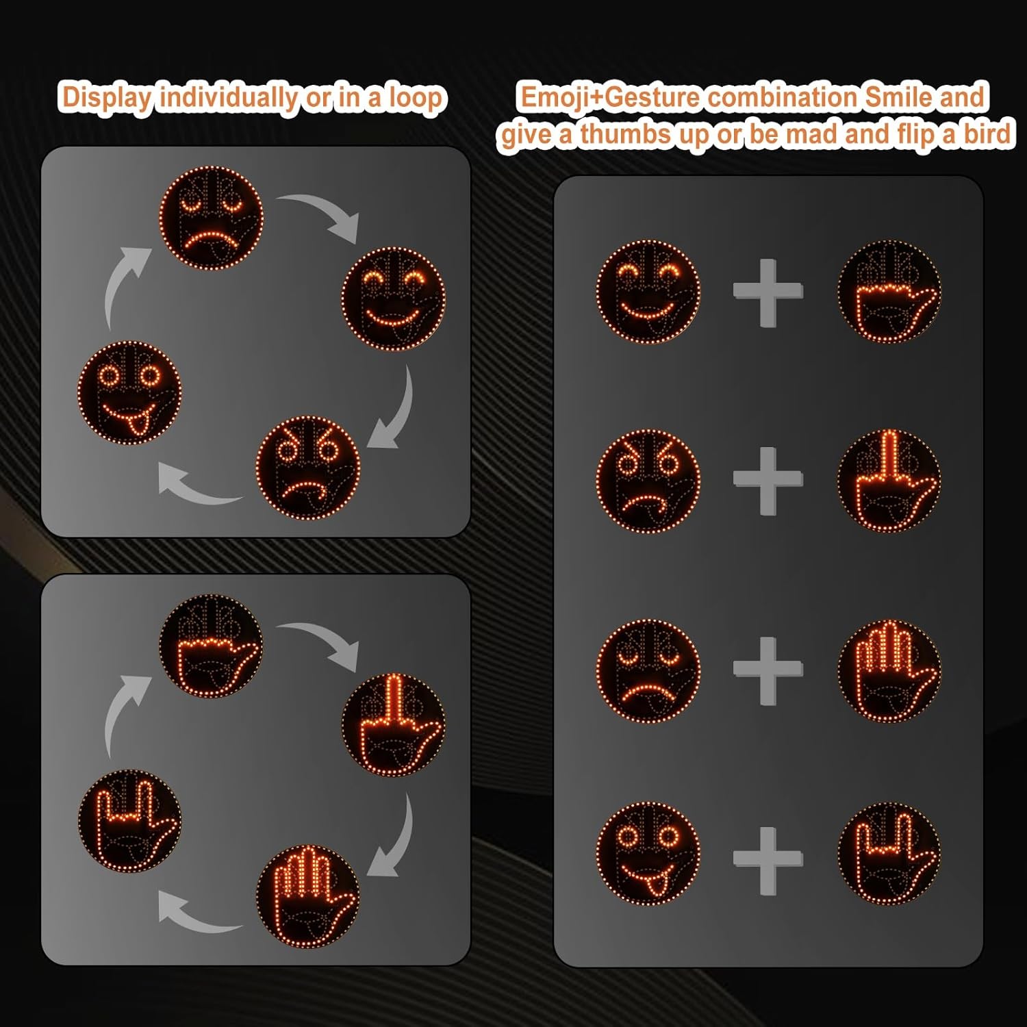 4 Emojis and 4 Gestures Middle Finger Car Light with Remote, Road Rage LED Sign for Car, Ideal Gifted Car Accessories, Fun Car Gadgets for Men and Women