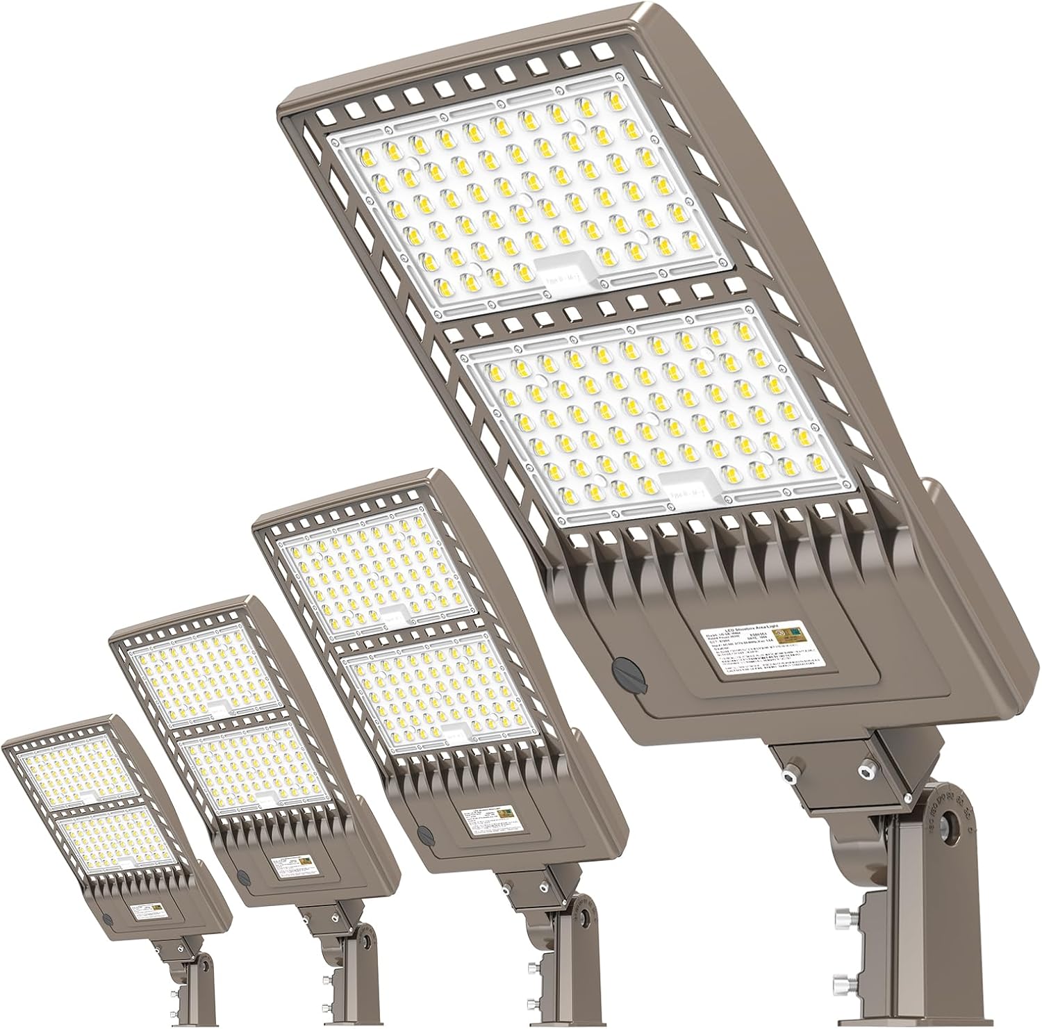 4 Pack 400W LED Parking Lot Light with Photocell 60000LM ETL Listed LED Shoebox Pole Lights 5000K IP65 Waterproof 277-480VAC Input Outdoor Commercial Area Lighting with Slip Fitter