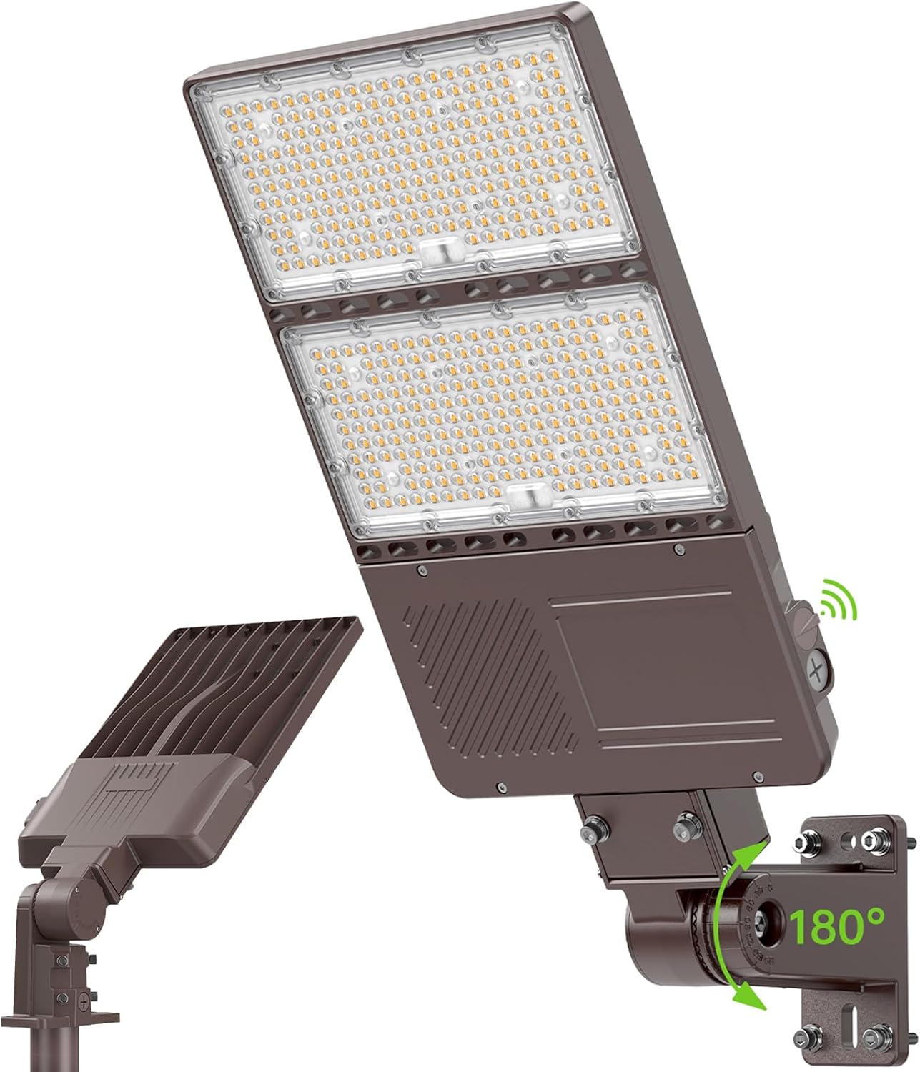 480V 320W LED Parking Lot Light with Photocell 48000LM 5000K ETL DLC Listed LED Shoebox Light Pole Flood Fixture IP65 Commercial Area Lighting Arm Mount Slip Fitter Mount in 1