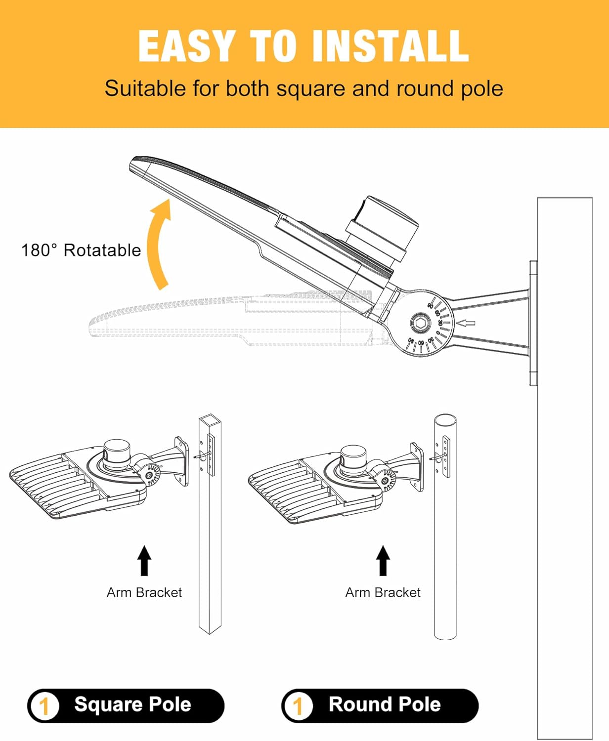 480V LED Parking Lot Light, 300W LED Shoebox Light AC 277-480V, IP65 Waterproof Dusk to Dawn Parking Lot Light with Arm Mount, Outdoor Street Light for Parking Lot Sports Stadium