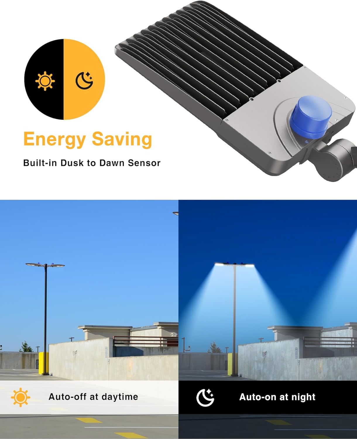 480V LED Parking Lot Light, 300W LED Shoebox Light AC 277-480V, IP65 Waterproof Dusk to Dawn Parking Lot Light with Arm Mount, Outdoor Street Light for Parking Lot Sports Stadium