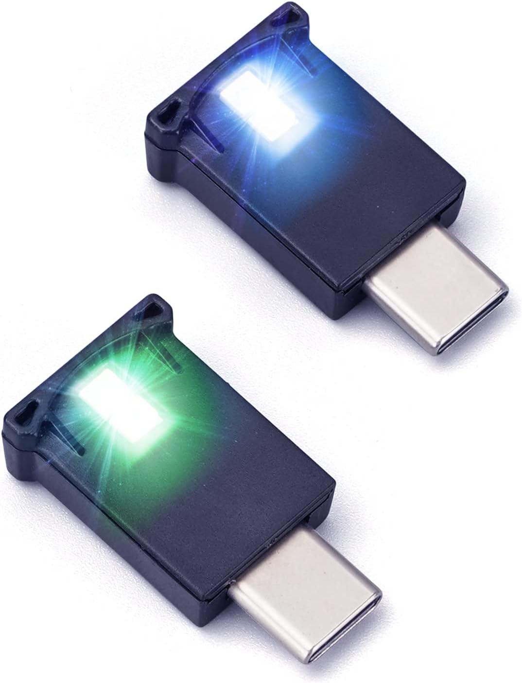 AOZITA Mini USB Type C LED RGB Light Brightness Adjustable 8 Color Changeable for Vehicle, Laptop, Keyboard. Atmosphere Smart Type-C Night Lamp for Household Decoration (Quantity: 2)