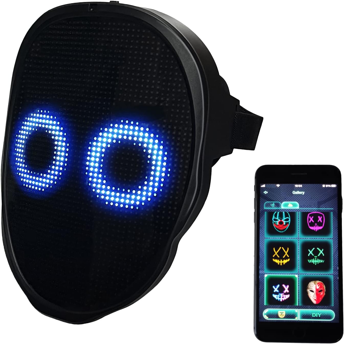 Depointer Life 2023 New Led Mask with Rechargeable Bluetooth-compatible App Controlled, Customizable Shining Mask, LED Lighted Face Transforming Mask For unisex-Adult Depointer Life 2023 New Led Mask with Rechargeable Bluetooth-compatible App Controlled, Customizable Shining Mask, LED Lighted Face Transforming Mask For unisex-Adult