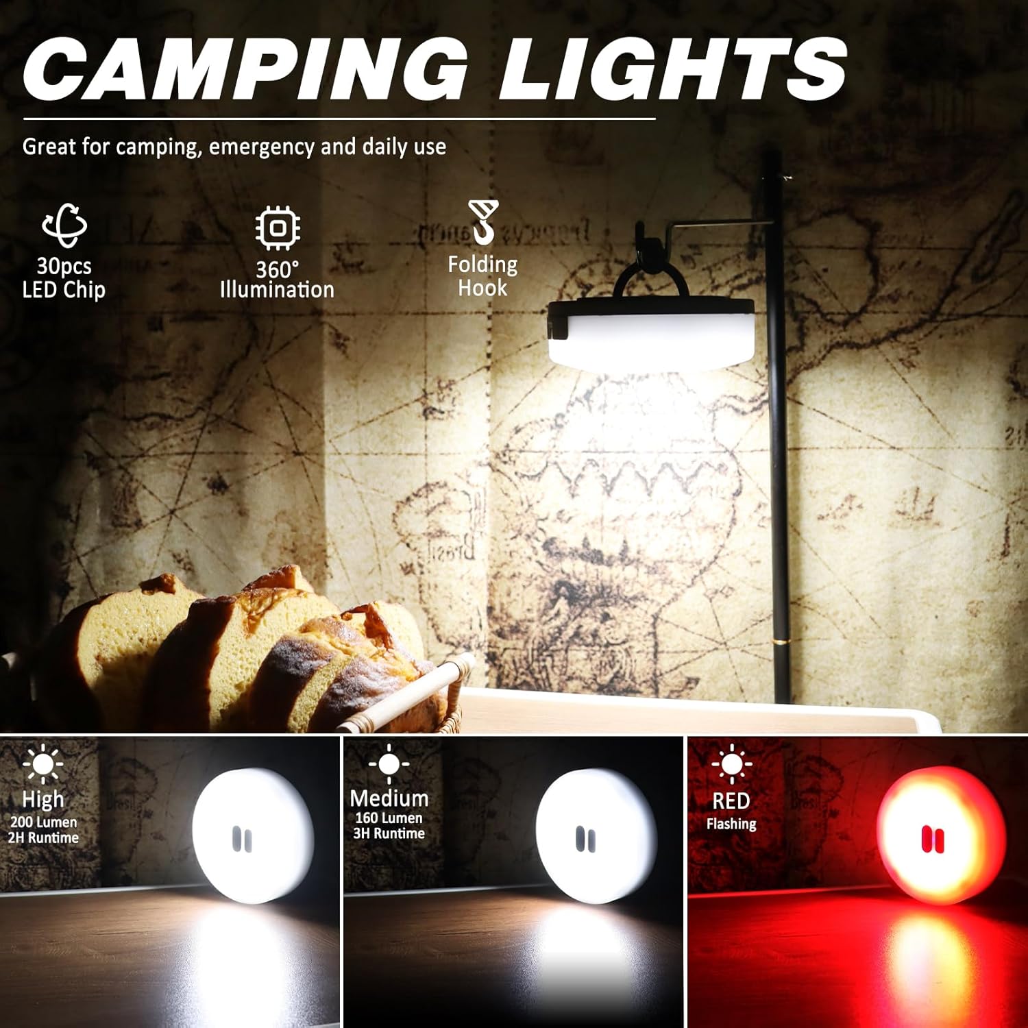 DIBMS 1-Pack Camping String Light w/Lamp, 32.8FT Rechargeable Waterproof LED Hanging Light for Outdoor Camping Awning Tent Garden Party Festival Decor DIBMS 1-Pack Camping String Light w/Lamp, 32.8FT Rechargeable Waterproof LED Hanging Light for Outdoor Camping Awning Tent Garden Party Festival Decor