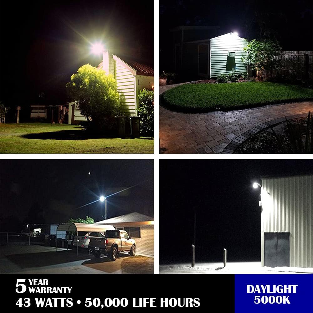 Dusk to Dawn Outdoor Lighting, 43W LED Barn Lights Outdoor, 5000LM 400W Replace Yard Lights, 5000K Daylight Security Area Street Light, 120V Waterproof Garage Parking Lot Flood Light