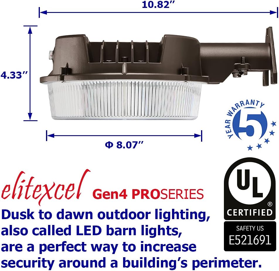 Dusk to Dawn Outdoor Lighting, 43W LED Barn Lights Outdoor, 5000LM 400W Replace Yard Lights, 5000K Daylight Security Area Street Light, 120V Waterproof Garage Parking Lot Flood Light