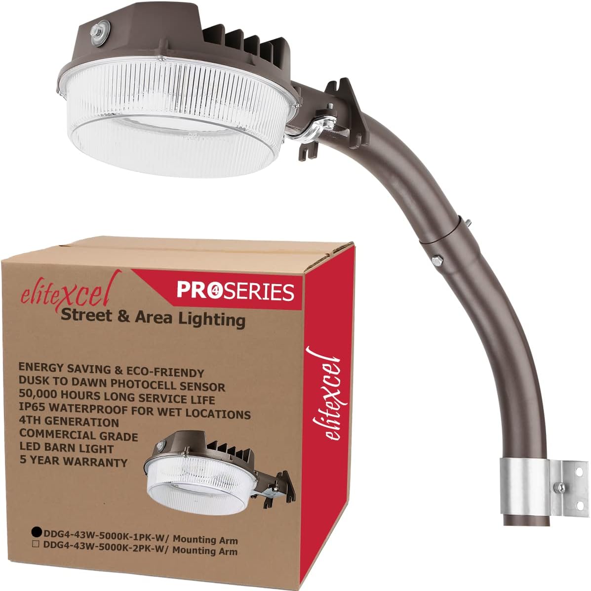 Dusk to Dawn Outdoor Lighting, 43W LED Barn Lights Outdoor, 5000LM 400W Replace Yard Lights, 5000K Daylight Security Area Street Light, 120V Waterproof Garage Parking Lot Flood Light