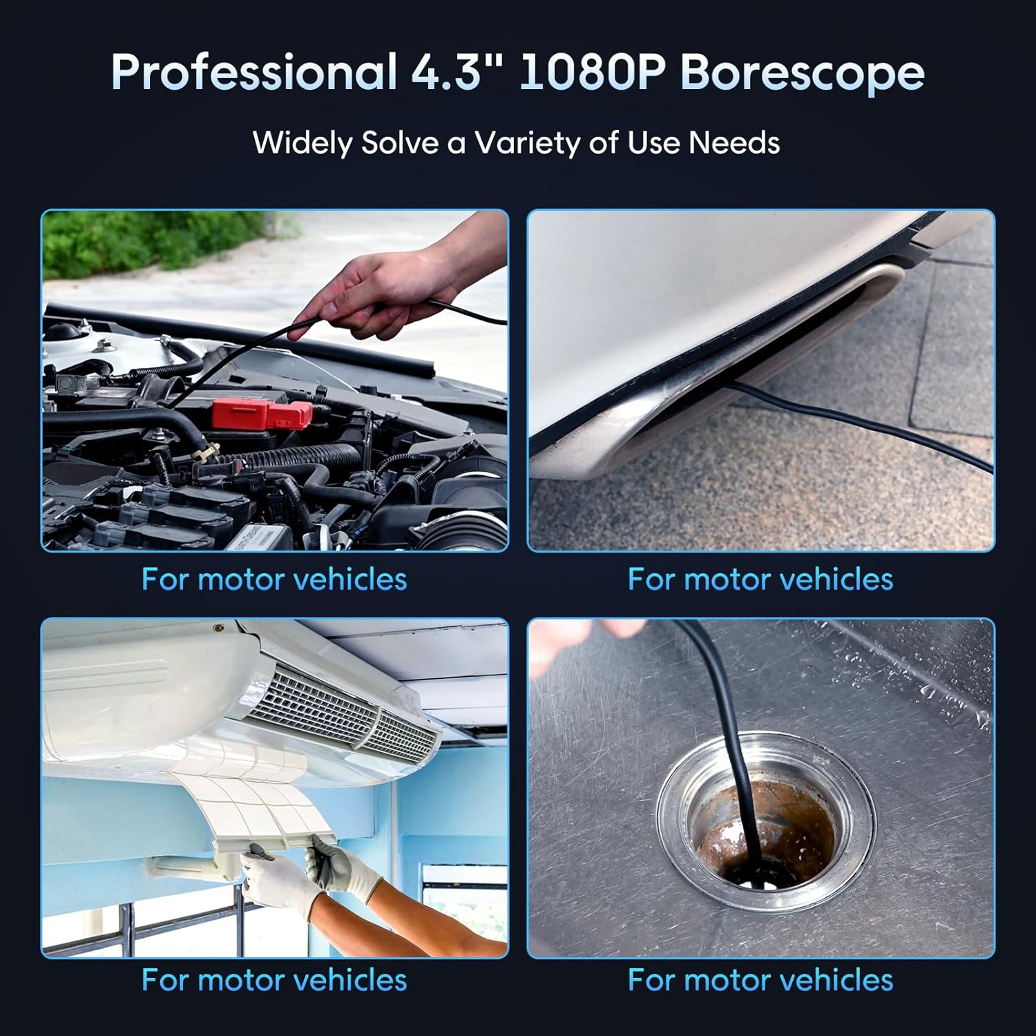 Endoscope Camera with Light, SKYEAR Handheld Borescope 4.3 HD 1080P with 8 Adjustable LED Lights, Inspection Camera featuring a 16.4ft Semi-Rigid Cable, IP67 Waterproof Scope Camera for Swer, Gadgets for Men Endoscope Camera with Light, SKYEAR Handheld Borescope 4.3 HD 1080P with 8 Adjustable LED Lights, Inspection Camera featuring a 16.4ft Semi-Rigid Cable, IP67 Waterproof Scope Camera for Swer, Gadgets for Men