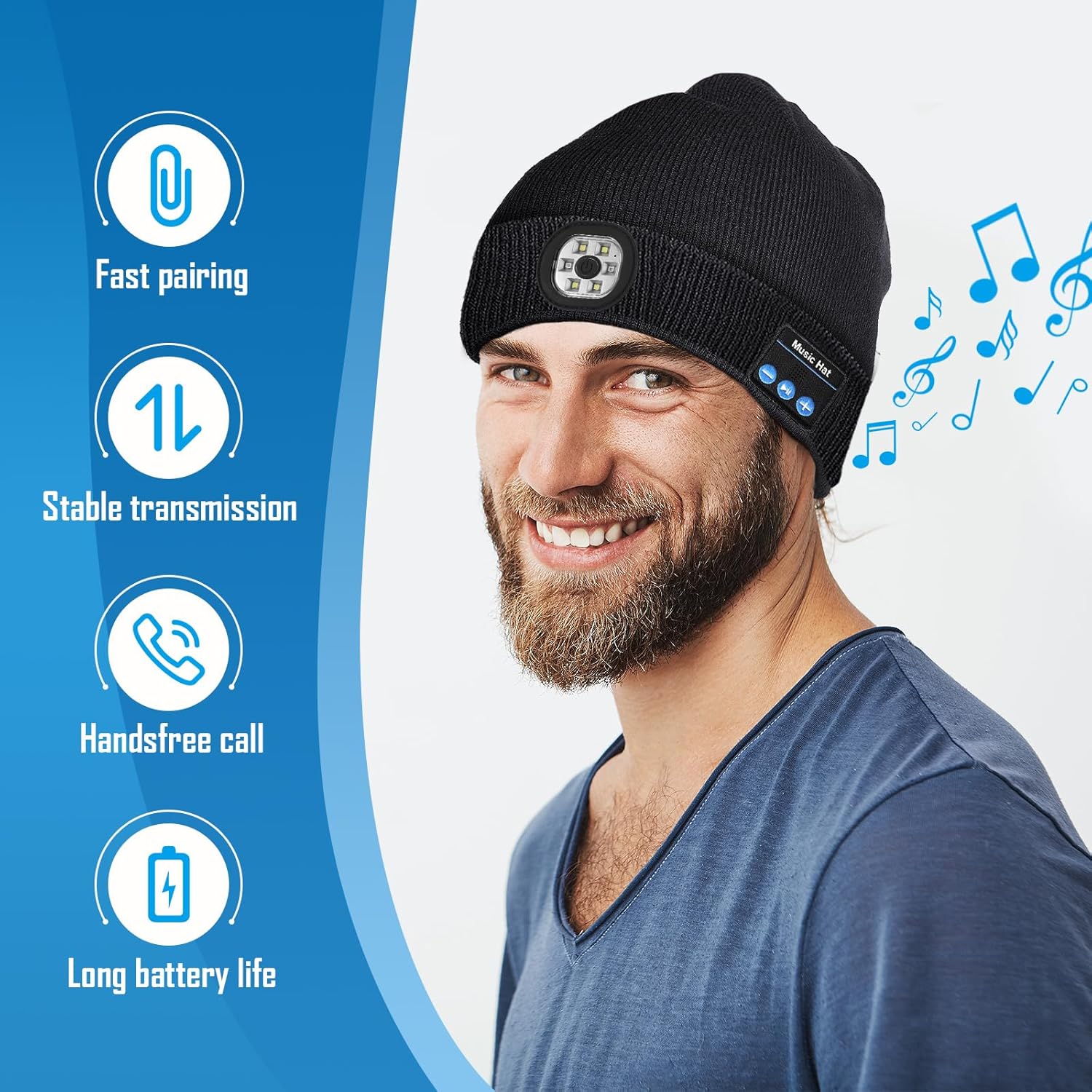 Gifts for Men, LED Bluetooth Beanie Hat, Mens Gifts, Birthday Gifts for Men Dad Him Husband Grandpa, Dad Gifts for Men Who Have Everything Camping Hiking Accessories Cool Gadgets for Men Black Gifts for Men, LED Bluetooth Beanie Hat, Mens Gifts, Birthday Gifts for Men Dad Him Husband Grandpa, Dad Gifts for Men Who Have Everything Camping Hiking Accessories Cool Gadgets for Men Black