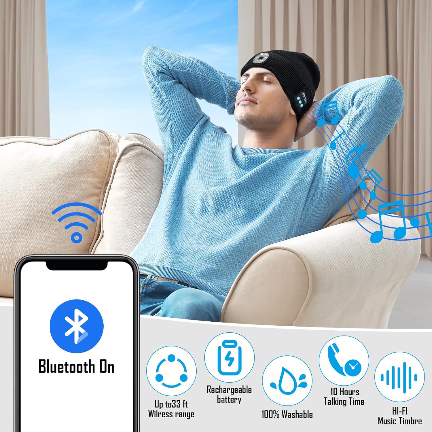 Gifts for Men, LED Bluetooth Beanie Hat, Mens Gifts, Birthday Gifts for Men Dad Him Husband Grandpa, Dad Gifts for Men Who Have Everything Camping Hiking Accessories Cool Gadgets for Men Black Gifts for Men, LED Bluetooth Beanie Hat, Mens Gifts, Birthday Gifts for Men Dad Him Husband Grandpa, Dad Gifts for Men Who Have Everything Camping Hiking Accessories Cool Gadgets for Men Black