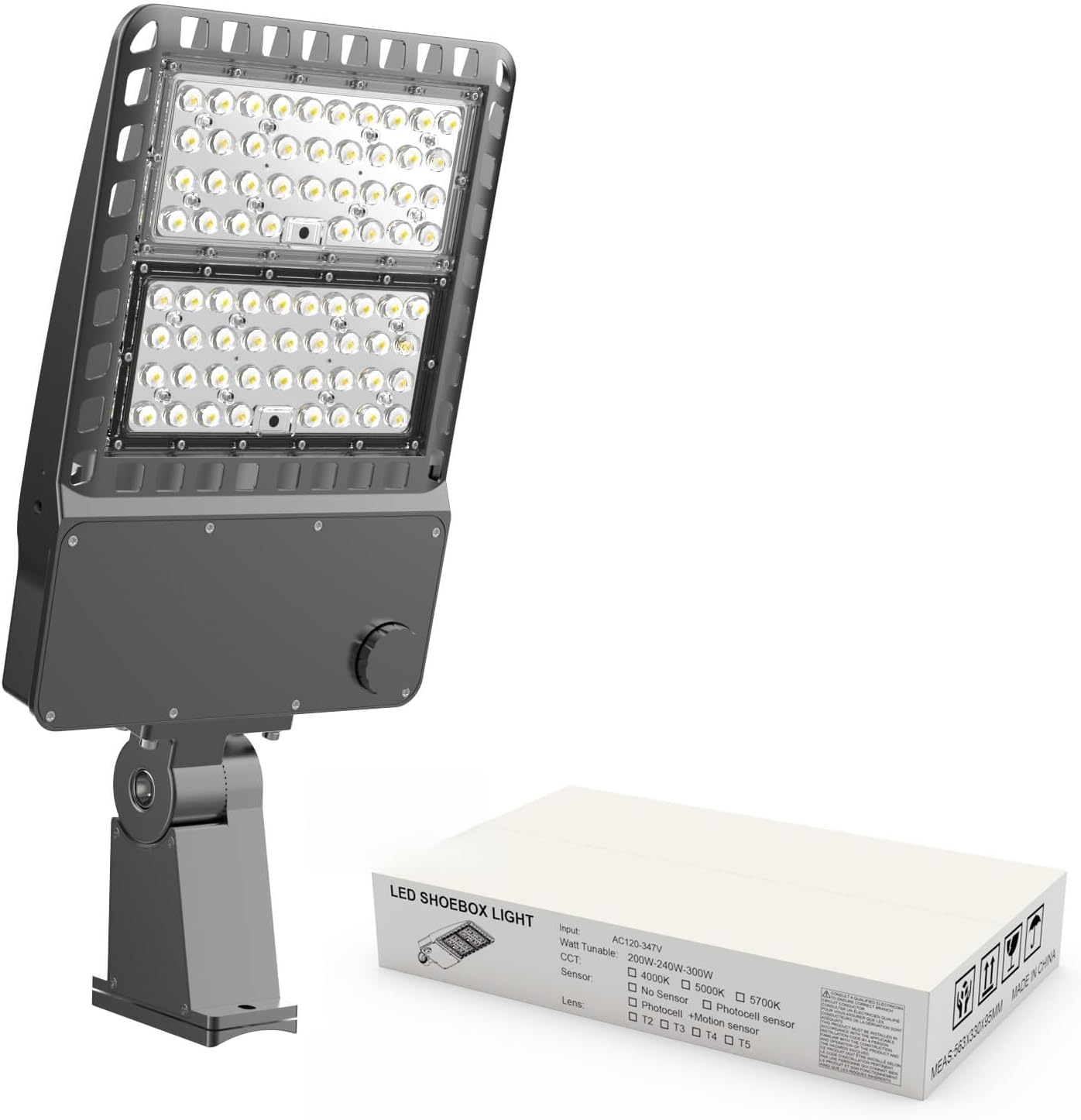 OKQ 400w LED Street Light, Parking Lot Lights, Commercial Outdoor Lighting, IP65 Waterproof, LED Pole Lights Outdoor Slip Fitter for Roadways, Driveways, Stadium 3PACK