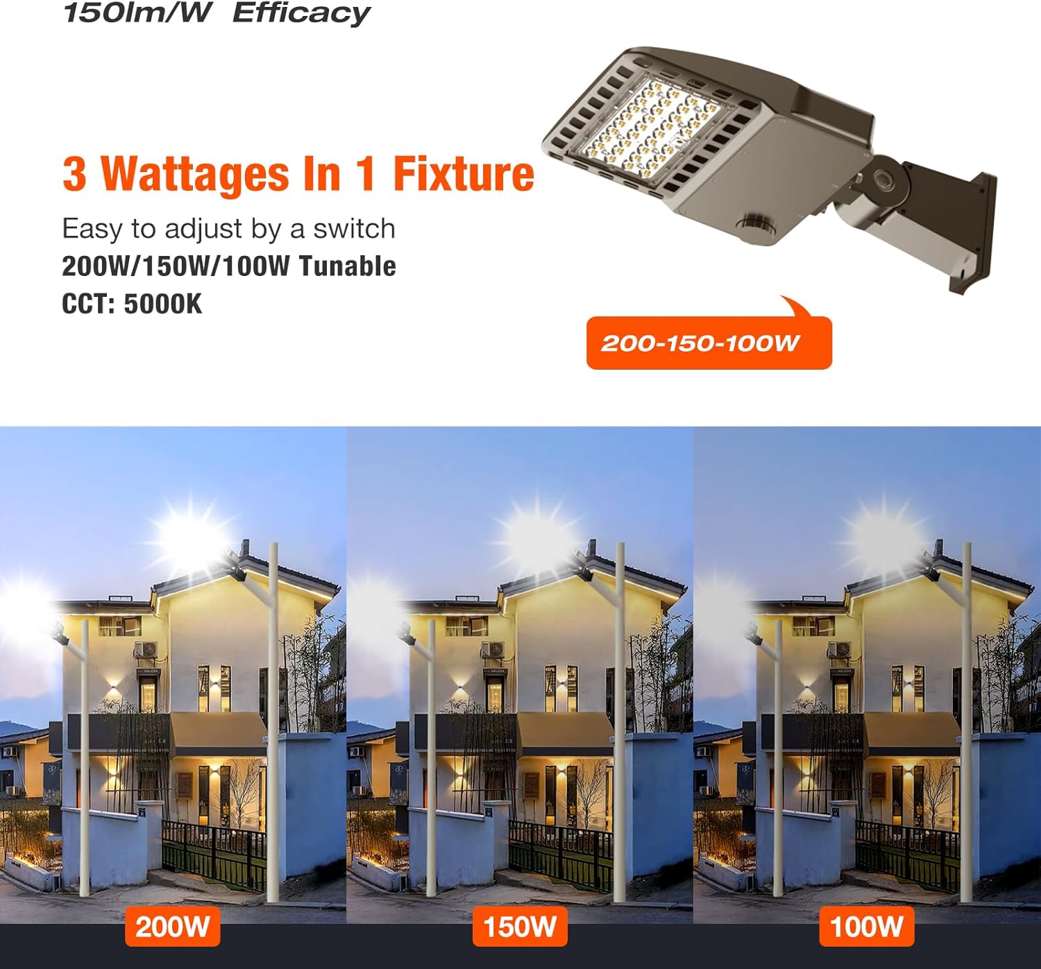 OKQ 400w LED Street Light, Parking Lot Lights, Commercial Outdoor Lighting, IP65 Waterproof, LED Pole Lights Outdoor Slip Fitter for Roadways, Driveways, Stadium 3PACK OKQ 400w LED Street Light, Parking Lot Lights, Commercial Outdoor Lighting, IP65 Waterproof, LED Pole Lights Outdoor Slip Fitter for Roadways, Driveways, Stadium 3PACK