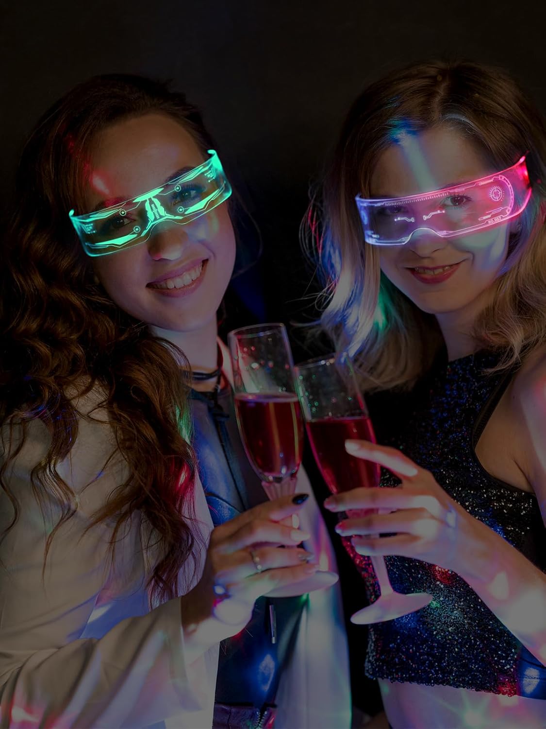 Rave Glasses Outfits for Women Men LED Light up Glasses Cool Gadgets 5Model 7Color, Halloween Cosplay Party Bar