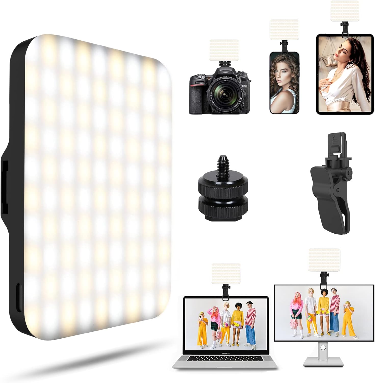 Selfie Light - BANSINE USB-Rechargeable LED Phone Light - Portable Photo Light with 97+ CRI, Up to 6500K Color Temperature for Selfie, Zoom Conference, Video, Makeup and Live Stream