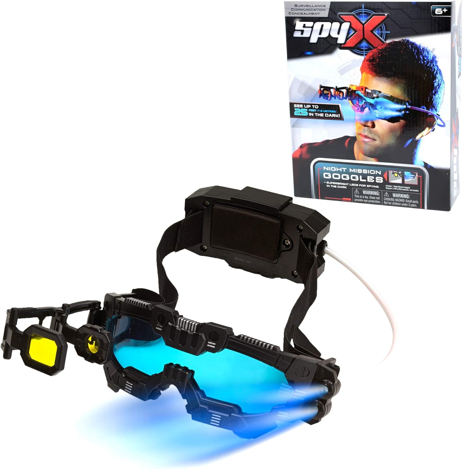 SpyX / Night Mission Goggles - Spy Kids Goggles Toy + LED Light Beams + Flip Out Scope. Adjustable Spy Lens/Glasses/Eyewear Toy Gadget for Junior Secret Agent Role Play in The Dark