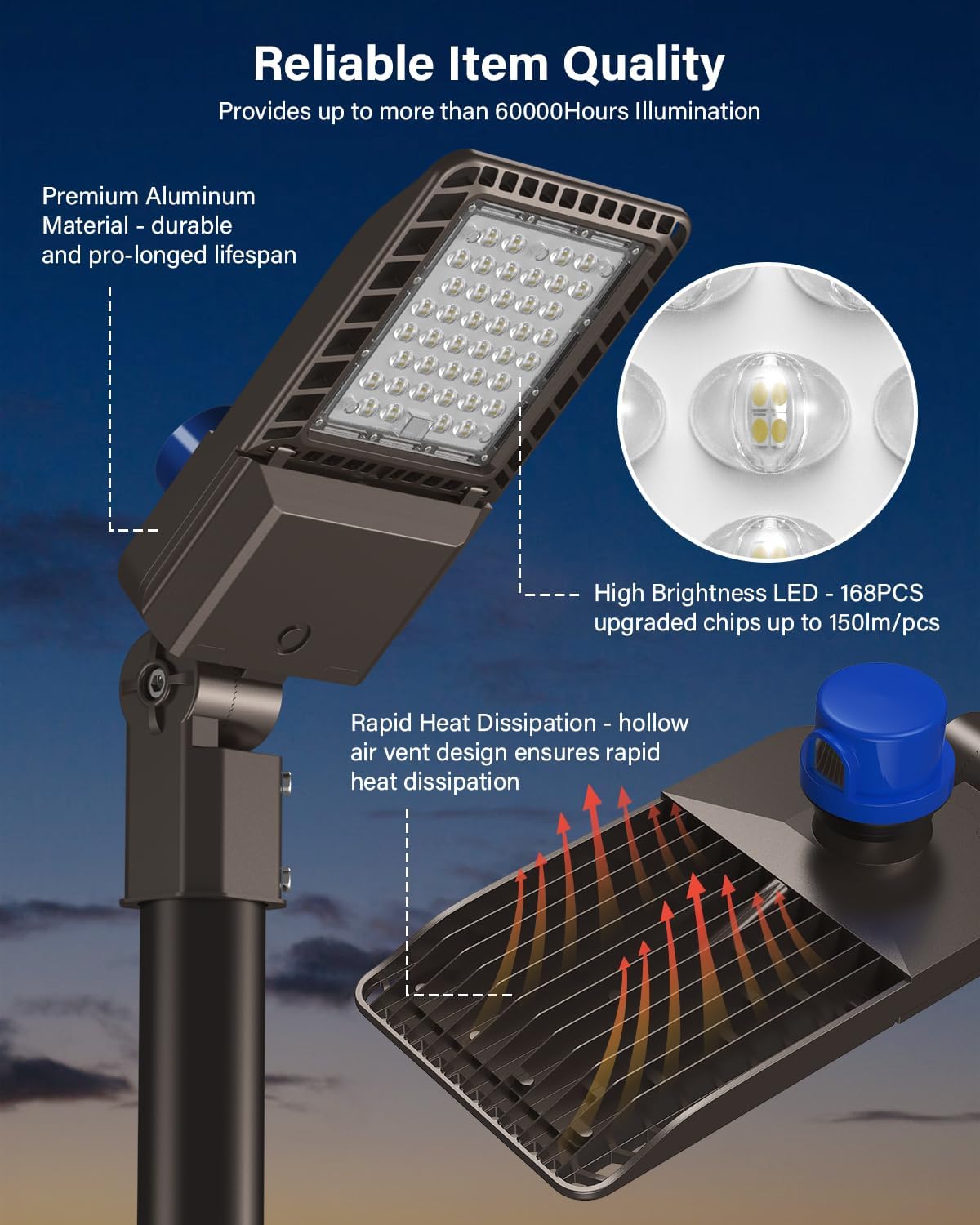 150W LED Parking Lot Light Pole Mount, 22500LM Dusk to Dawn Outdoor Lighting LED Commercial Area Street Yard Security Shoebox Light with Slip Fitter Mount for Roadway, Yard, Park, Gym