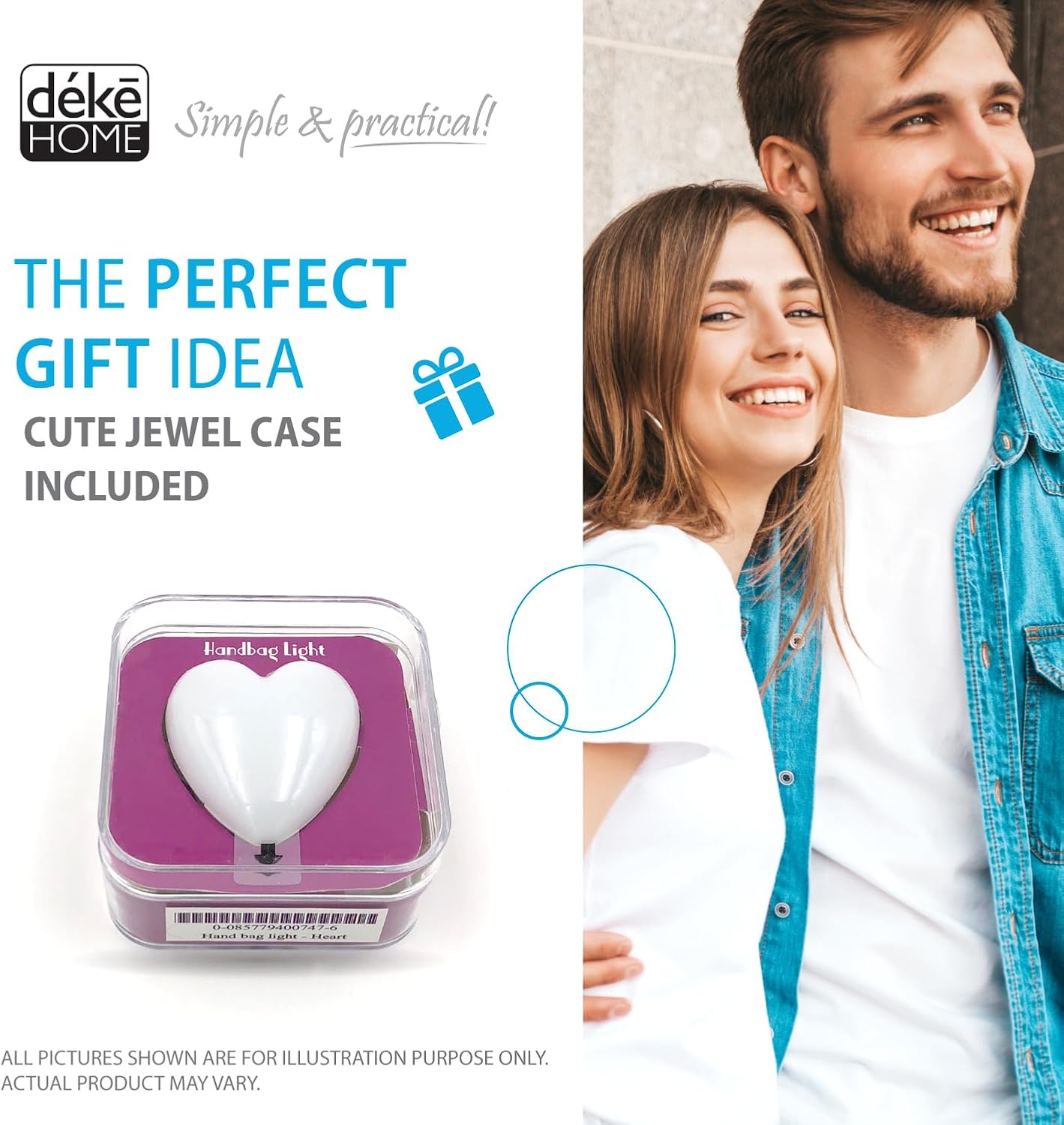 Deke Home - Heart Shaped Purse Light, Motion Sensor LED Handbag Lamp, Auto On Off Mini Travel Accessory for Backpack, Shoulder Bag, Crossbody, Tote, Night Use, Perfect for Concerts  Events