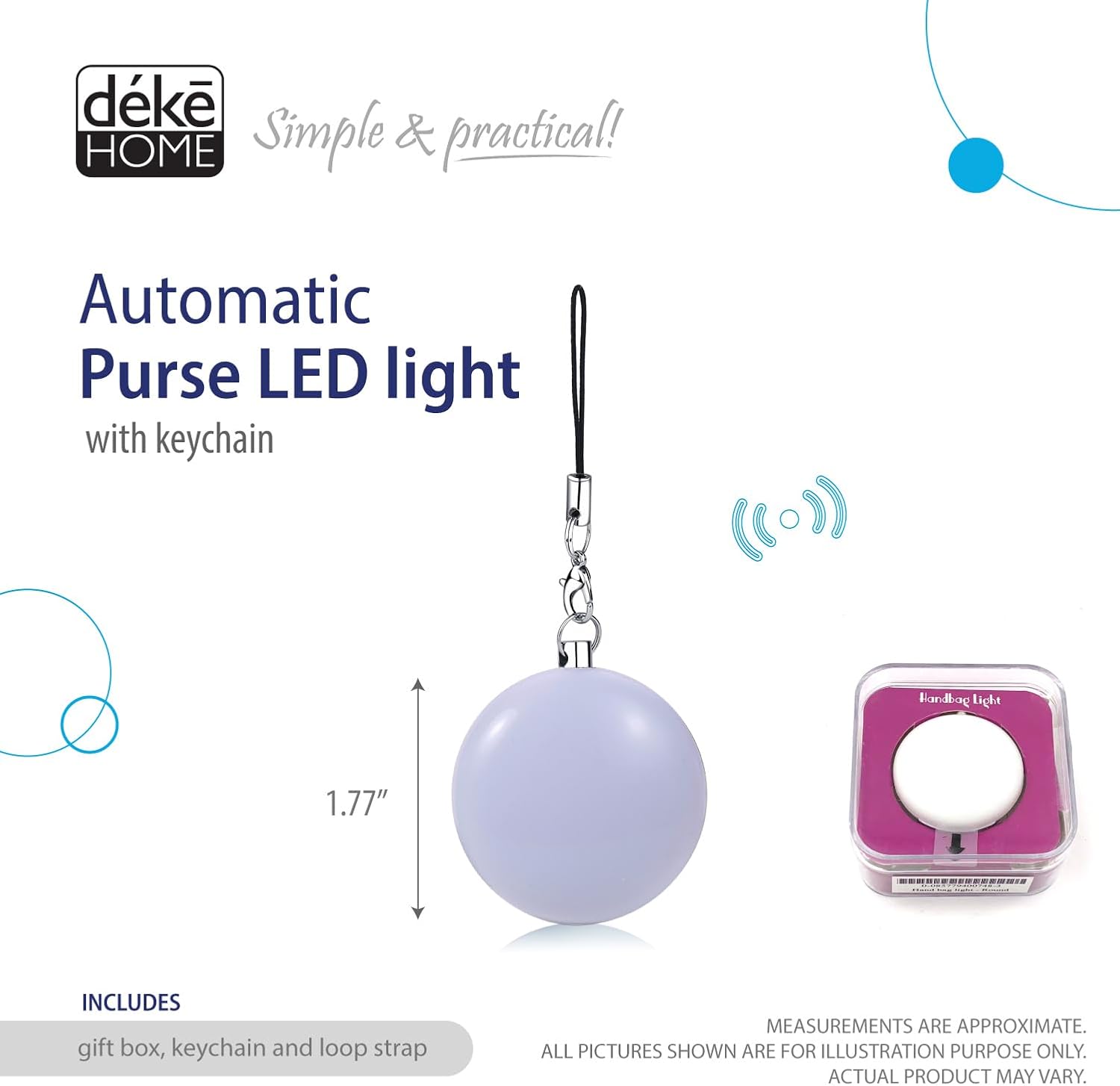 Deke Home - Heart Shaped Purse Light, Motion Sensor LED Handbag Lamp, Automatic On Off Mini Travel Accessory for Backpack, Shoulder Bag, Crossbody, Tote, Night Use, Ideal for Concerts & Events