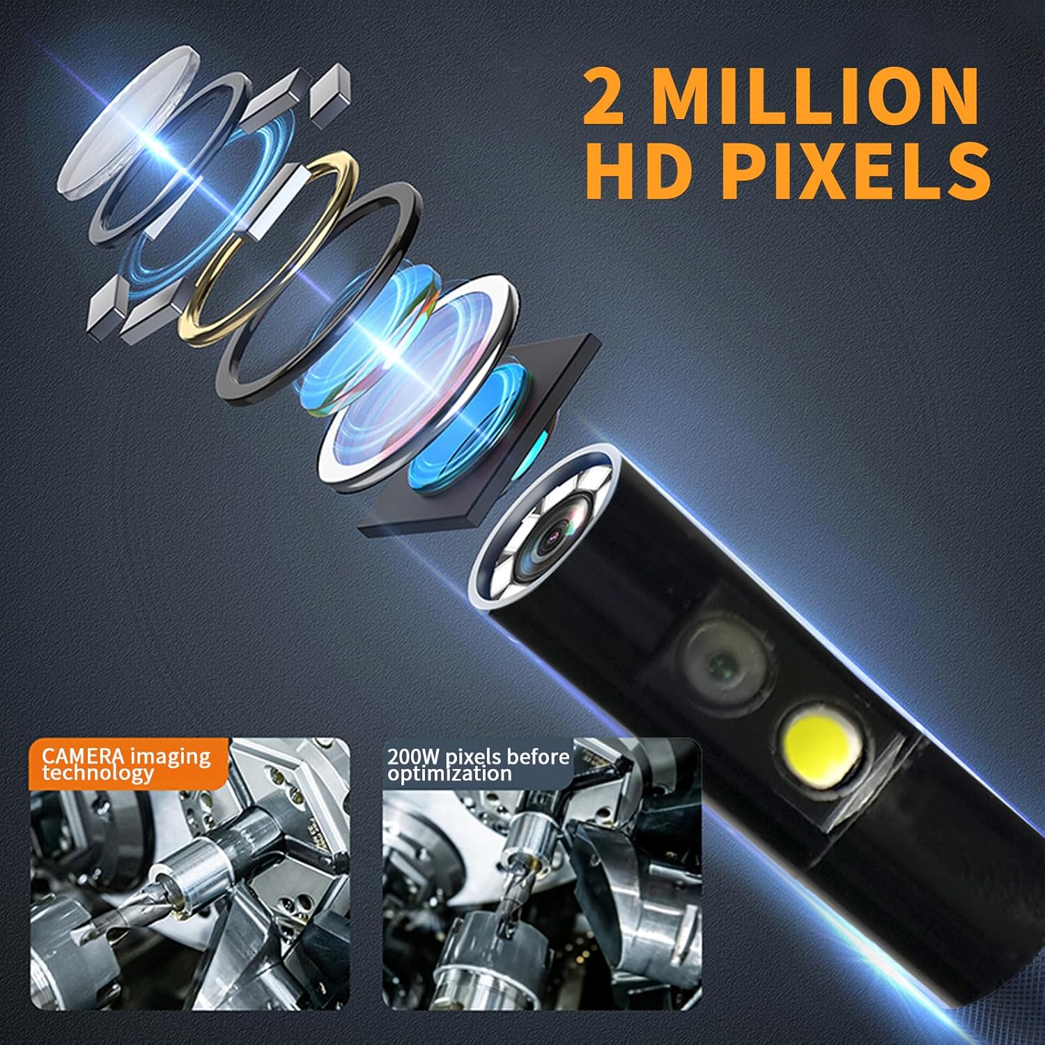 Endoscope Camera with Light, 4.3 IPS Screen Industrial Borescope, 1080P HD Inspection Camera with 8 LED Lights, 2000mAh Rechargeable IP67 Waterproof Endoscope, 16.4FT Semi-Rigid Gadgets for Men