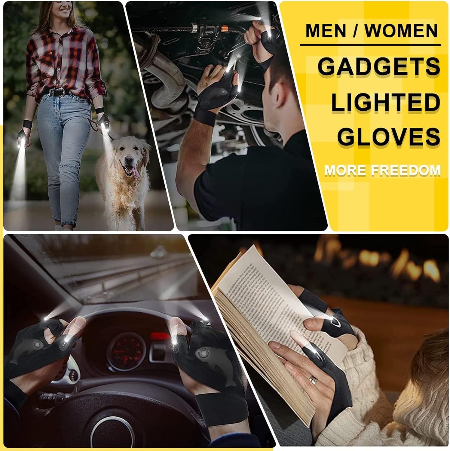 LED Rechargeable Flashlight Gloves, Gifts for Men, for Dad, Cool Stretchy Fingerless Light Gloves Gadget for Repairing Fishing Camping and Car Repairing, 1 Pair LED Rechargeable Flashlight Gloves, Gifts for Men, for Dad, Cool Stretchy Fingerless Light Gloves Gadget for Repairing Fishing Camping and Car Repairing, 1 Pair
