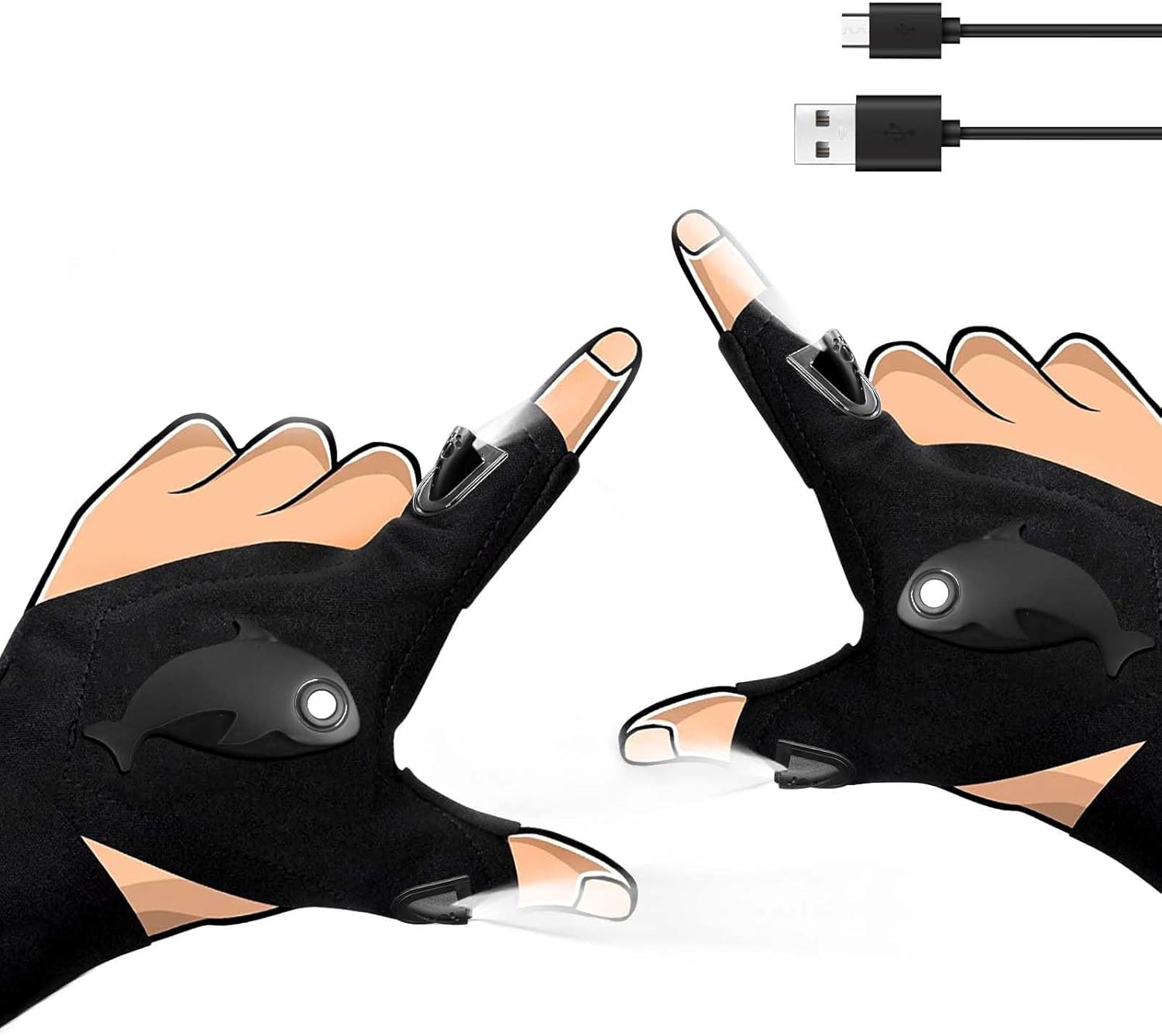 LED Rechargeable Flashlight Gloves, Gifts for Men, for Dad, Stylish Stretchy Fingerless Light Gloves Gadget for Repairing, Fishing, Camping, and Car Maintenance, 1 Pair LED Rechargeable Flashlight Gloves, Gifts for Men, for Dad, Stylish Stretchy Fingerless Light Gloves Gadget for Repairing, Fishing, Camping, and Car Maintenance, 1 Pair