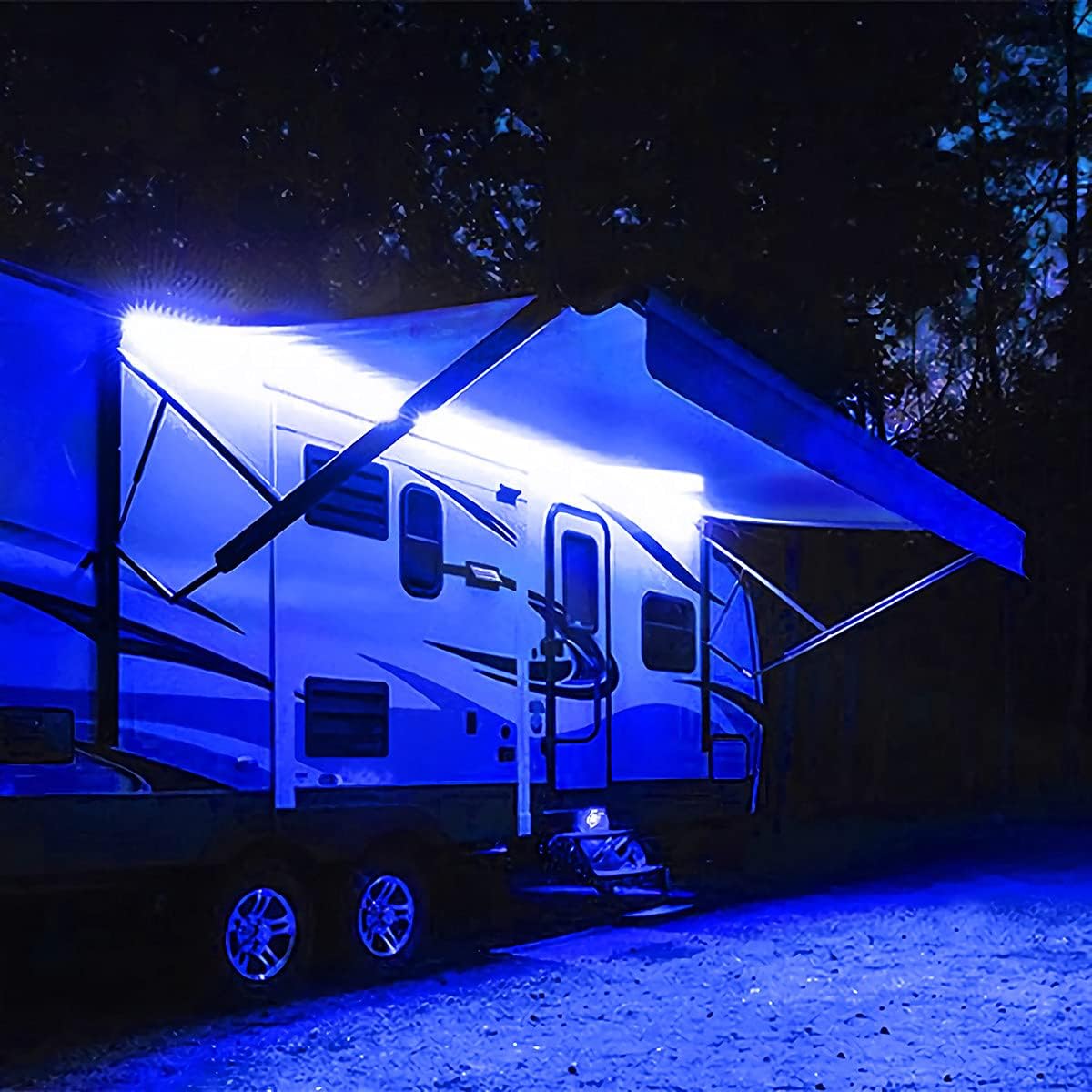 RV Awning Lights, 12V 16.4FT White Camping Awning Lights, Motorhome Travel Trailer Food Trucks Van Waterproof Canopy Led Strip Lighting, RV Exterior Underglow Light