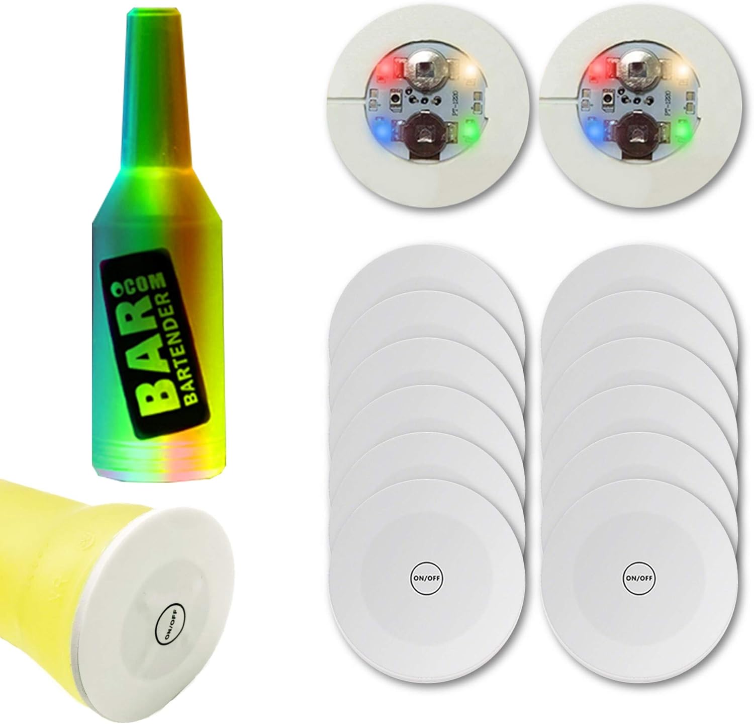 12Pcs LED Coaster, LED Sticker Lights, LED Bottle Lights Cup Holder Lights for Wine Liquor Bottle, Bottle Sparklers for Champagne, Party, Bar, Warm White