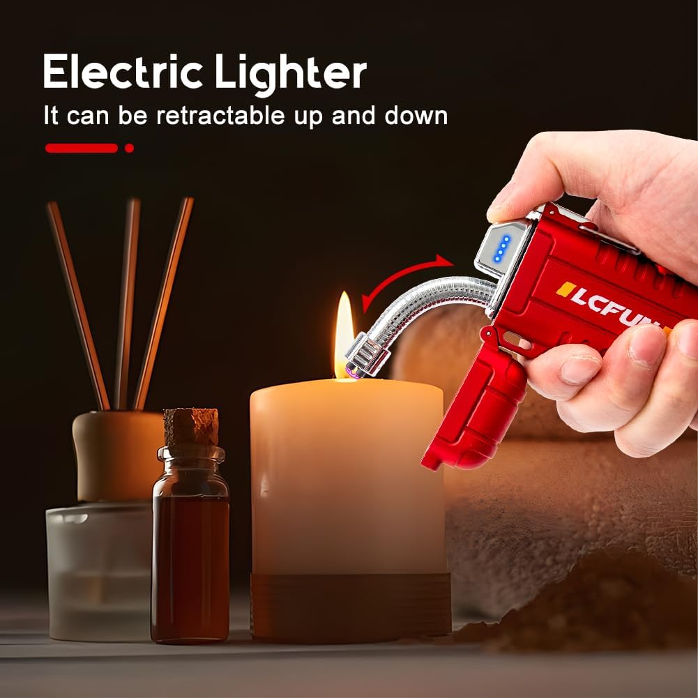 LcFun Electric Lighters Rechargeable Lighters Flexible Neck Dual Arc Electronic Lighter USB C Lighter with LED Battery Indicator and Flashlight for Candle, Camping, Hiking, Outdoor Adventure LcFun Electric Lighters Rechargeable Lighters Flexible Neck Dual Arc Electronic Lighter USB C Lighter with LED Battery Indicator and Flashlight for Candle, Camping, Hiking, Outdoor Adventure