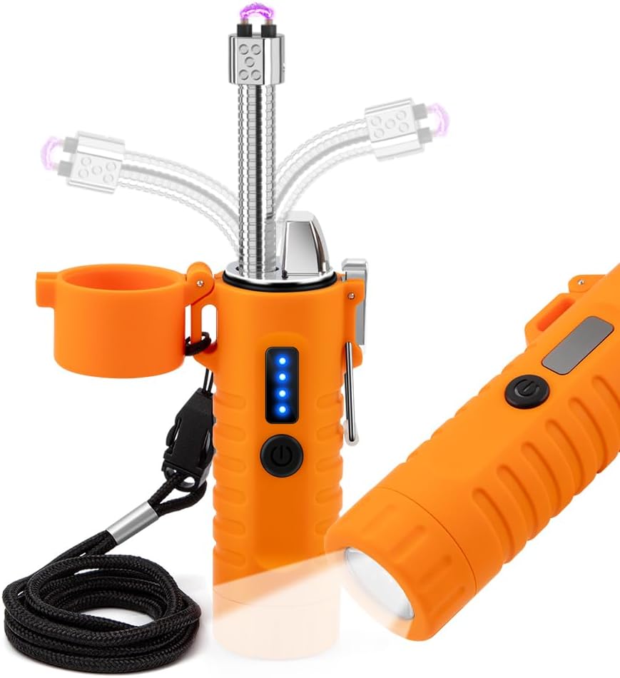 LcFun Electric Lighters Rechargeable Lighters Flexible Neck Dual Arc Electronic Lighter USB C Lighter with LED Battery Indicator and Flashlight for Candle, Camping, Hiking, Outdoor Adventure LcFun Electric Lighters Rechargeable Lighters Flexible Neck Dual Arc Electronic Lighter USB C Lighter with LED Battery Indicator and Flashlight for Candle, Camping, Hiking, Outdoor Adventure