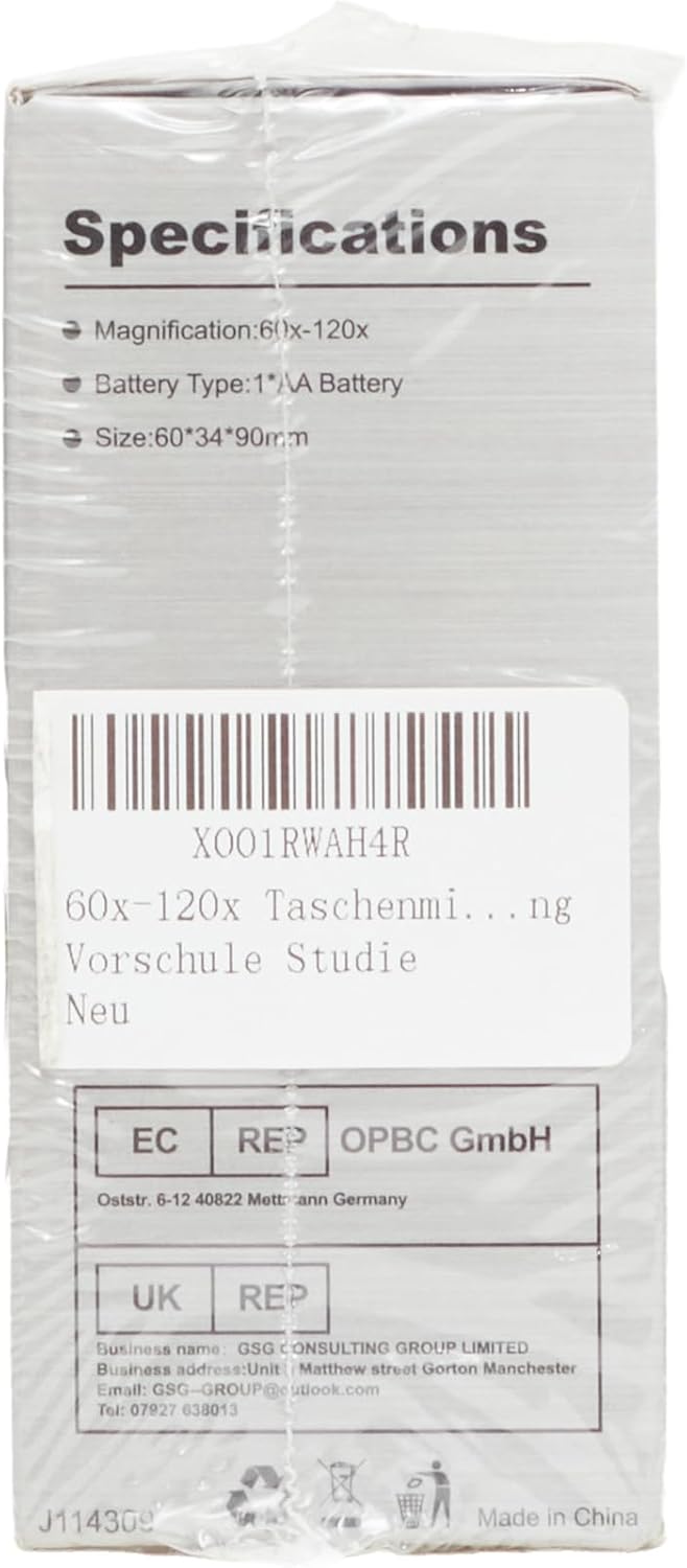 Pocket Microscope, 60x-120x Handheld Mini Microscope Kids with LED Lights, 5 Slides Specimens, BEBANG Portable Microscope for Kids Student Adults Microbiological Observation Lab Study, Educational Kit